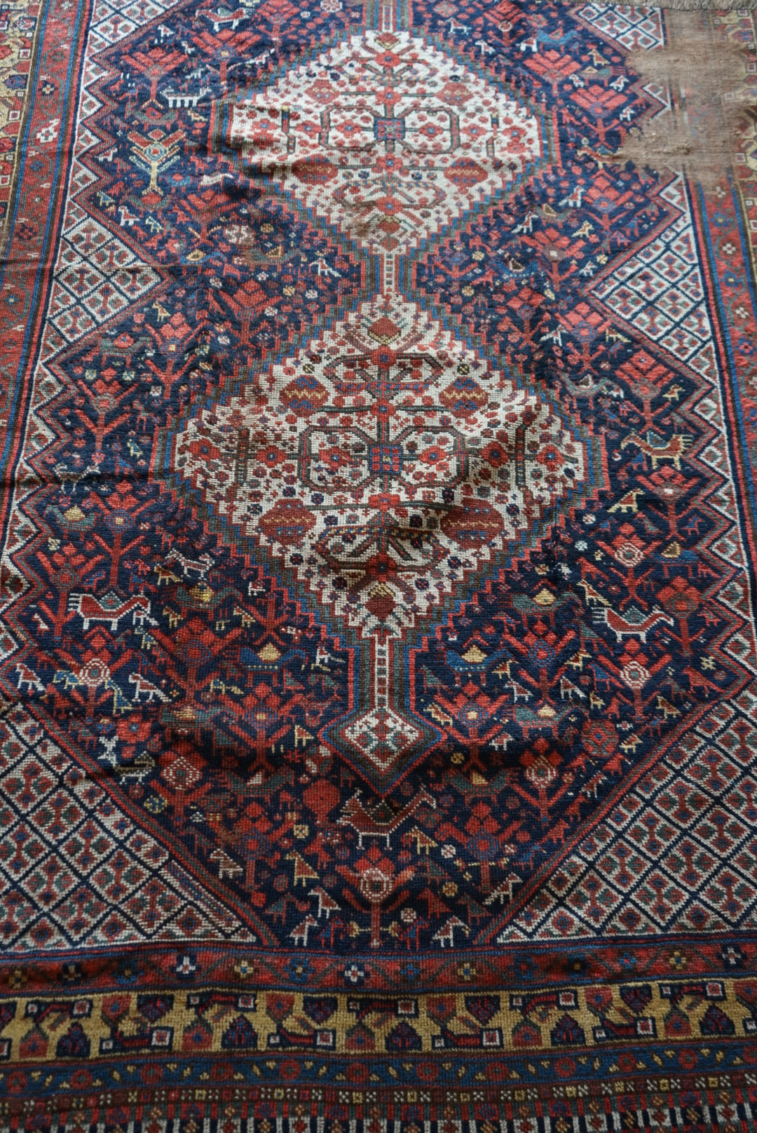 店頭販売 IRAN ANTIQUE SHIRAZ KHAMSEH BAHARLO 1820-1840年代 191 × 155 cm