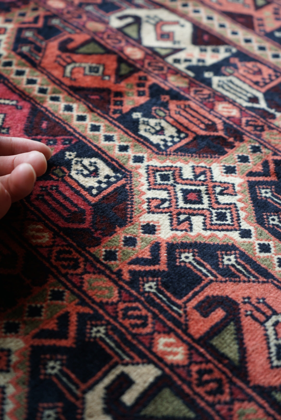 Afghanistan Vintage Turkmen Black , Rose Finequality 1990年代 192 × 151 cm No.AF2522
