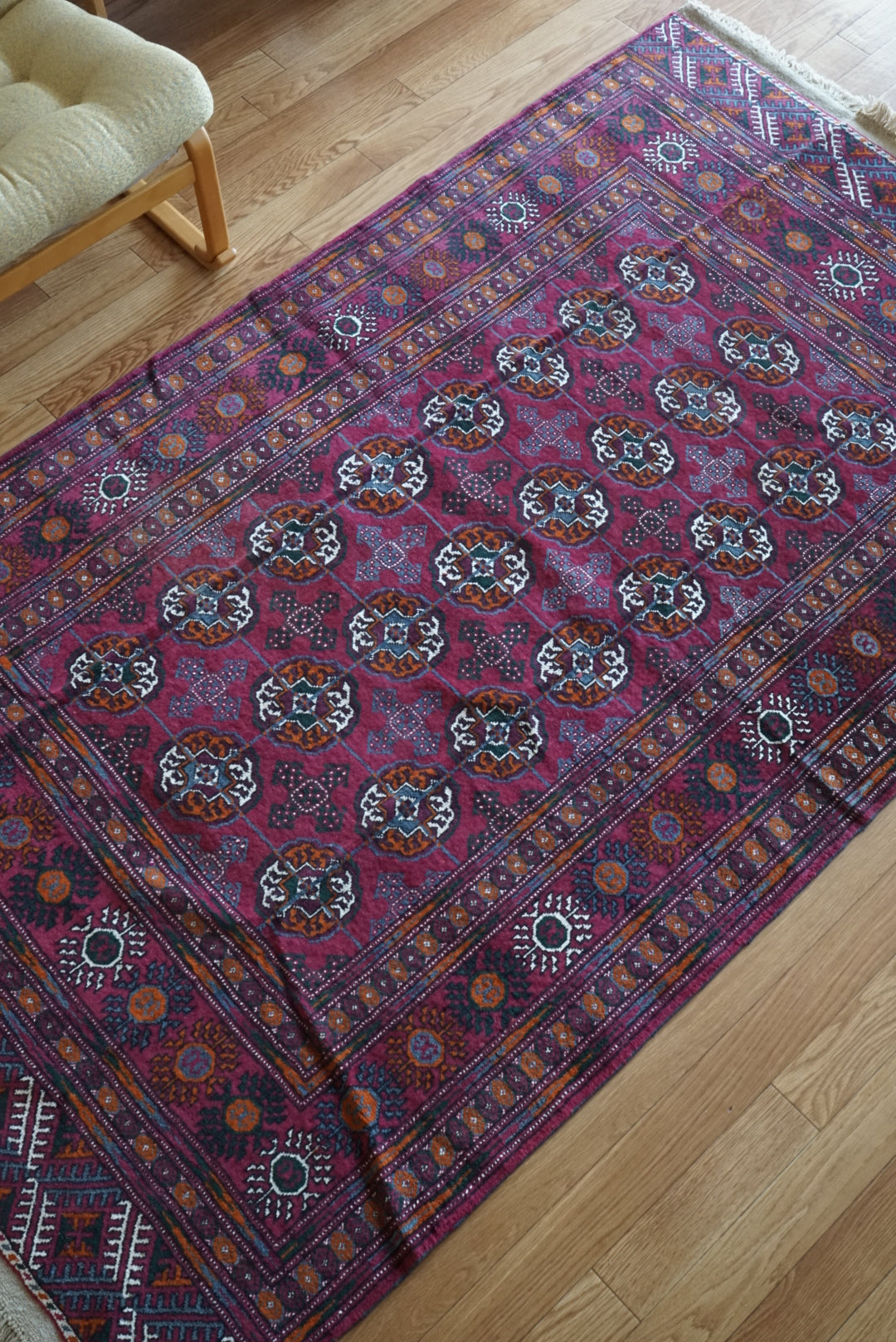 店頭販売 Afghanistan Old Turkmen Cassis 1970年代 210 × 123.5 cm  No.AF2537 / 国内送料無料・羊毛手織り絨毯