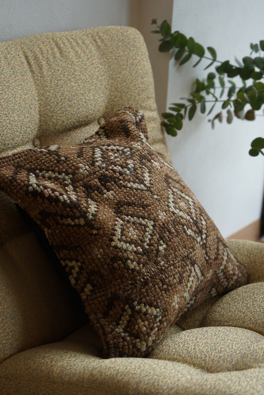 Türkiye Old Cushion Cover Brown Flower 40 × 40 cm No.TR25444