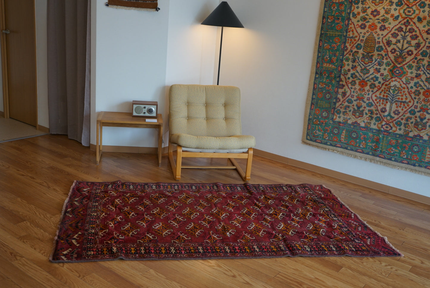 Afghanistan Old Turkmen Yamut Wine Red 1960年代 195 × 112 cm  No.AF2539 / 国内送料無料・羊毛手織り絨毯