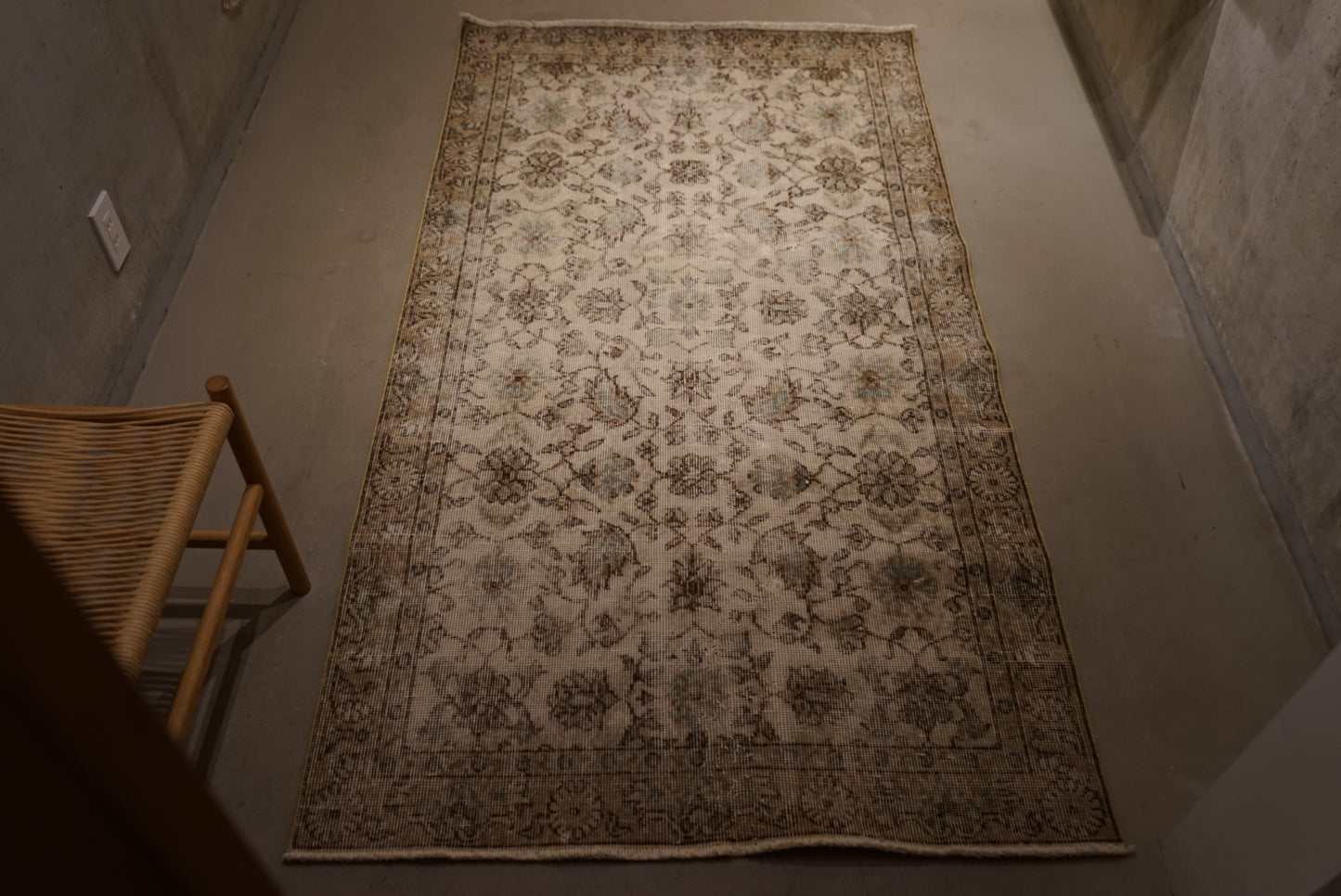Türkiye Old Isparta Beige , Ice Blue 1970年代 203 × 110 cm No.TR25251