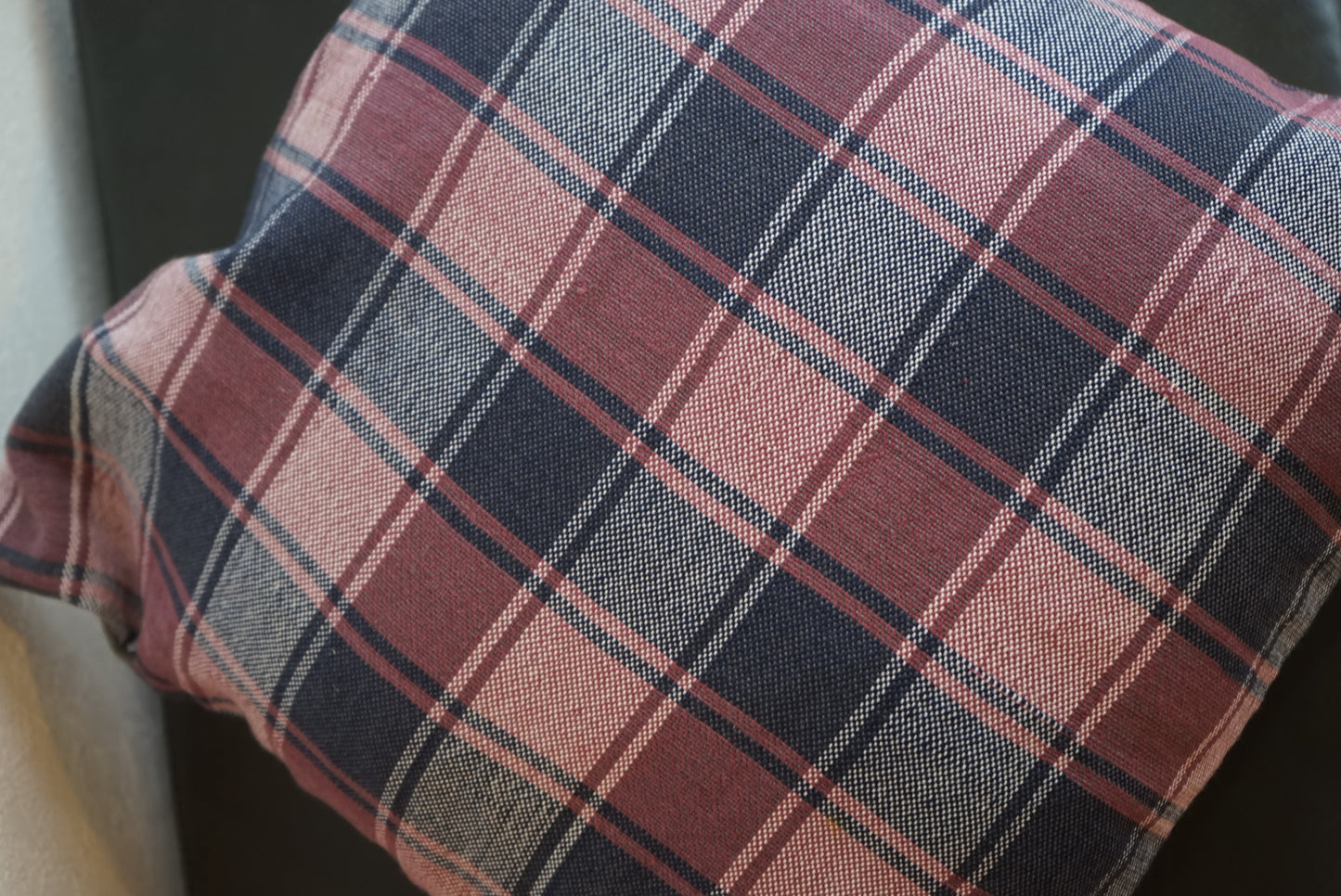 Türkiye Old Kilim Cushion Cover Checker Purple , White , Navy 51 × 50 cm No.TR25397