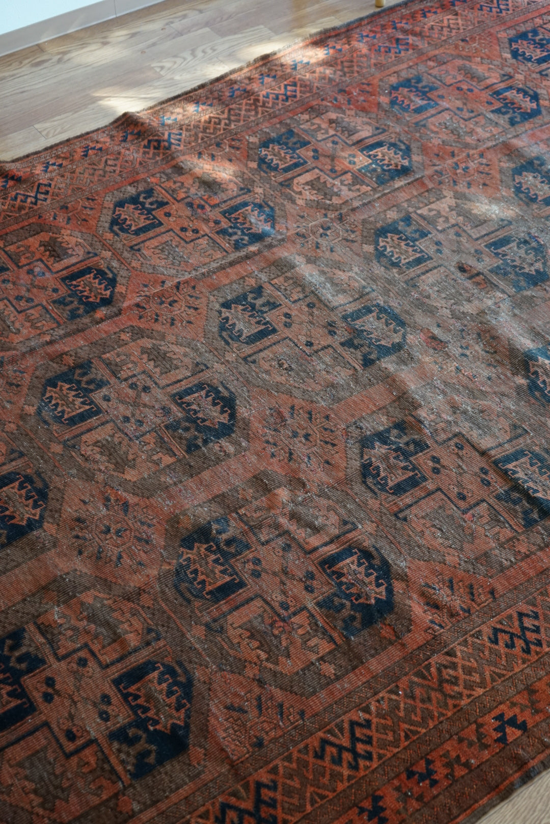 店頭販売 Afghanistan Old Turkmen Slaiman Brick Red 1900年代 301 × 202 cm  No.AF2540 / 国内送料無料・羊毛手織り絨毯