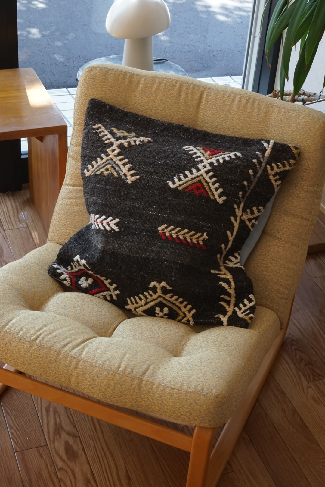 Türkiye Old Kilim Cushion Cover Black , Tribal Design 51 × 50 cm No.TR25463