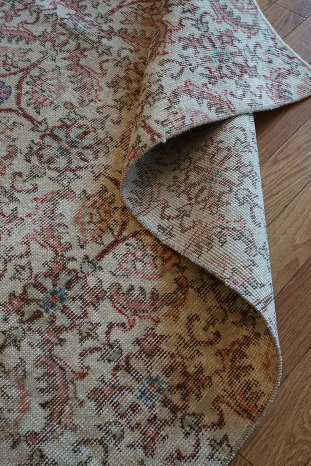 Türkiye Old Isparta Beige , Rose Pink , Botanical 1970年代 194 × 97 cm No.TR25452