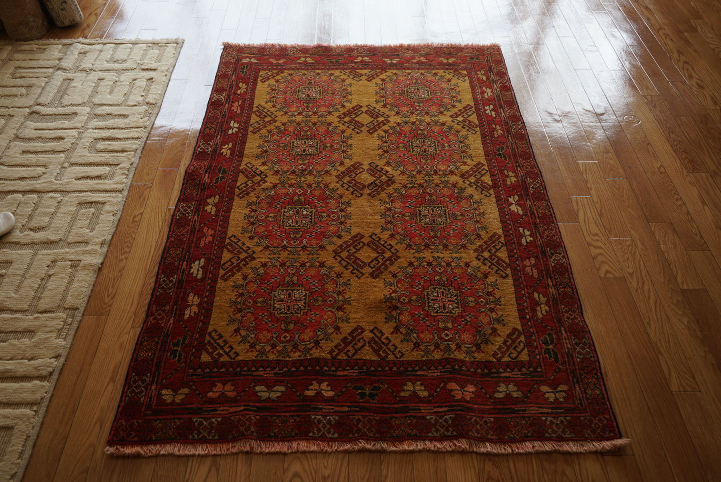Afghanistan Old Turkmen Yellow Mustard 1950年代 188 × 123 cm No.AF2520