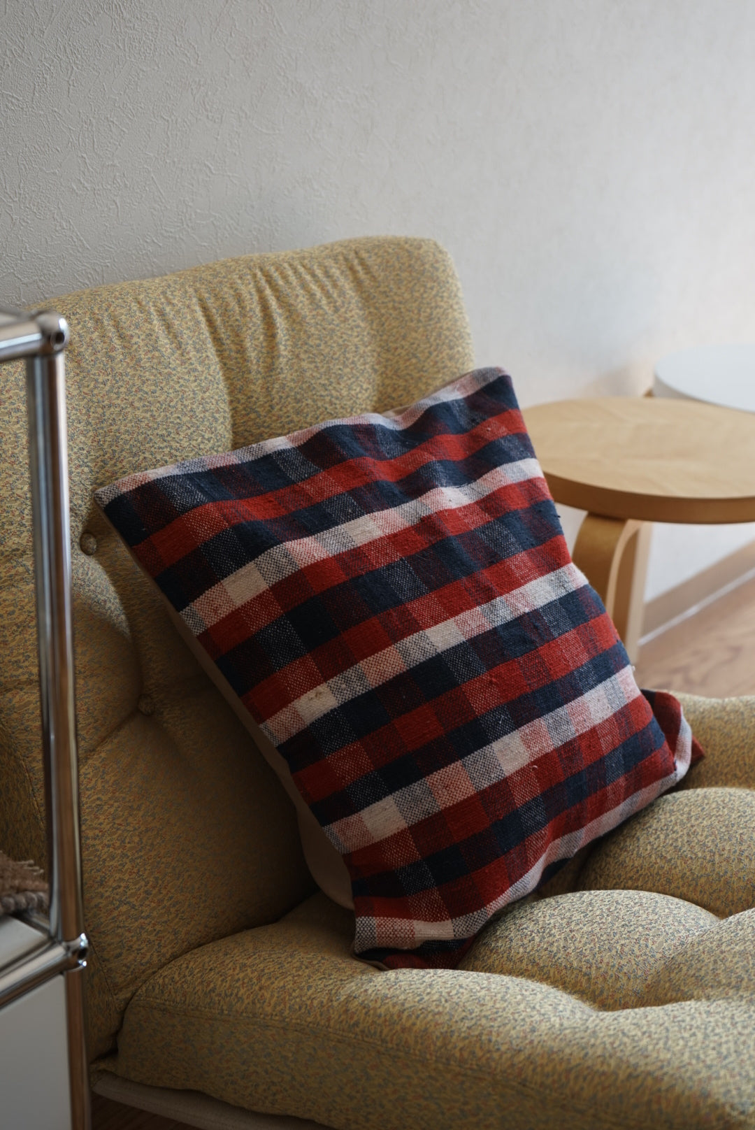 Türkiye Old Kilim Cushion Cover Checker Navy , Red , White 46 × 45 cm No.TR25395
