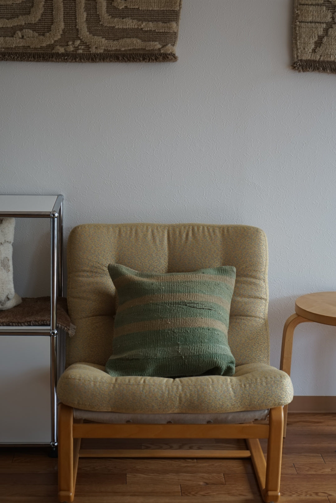 Türkiye Old Kilim Cushion Cover Green , Beige Stripe 40 × 40 cm No.TR25364