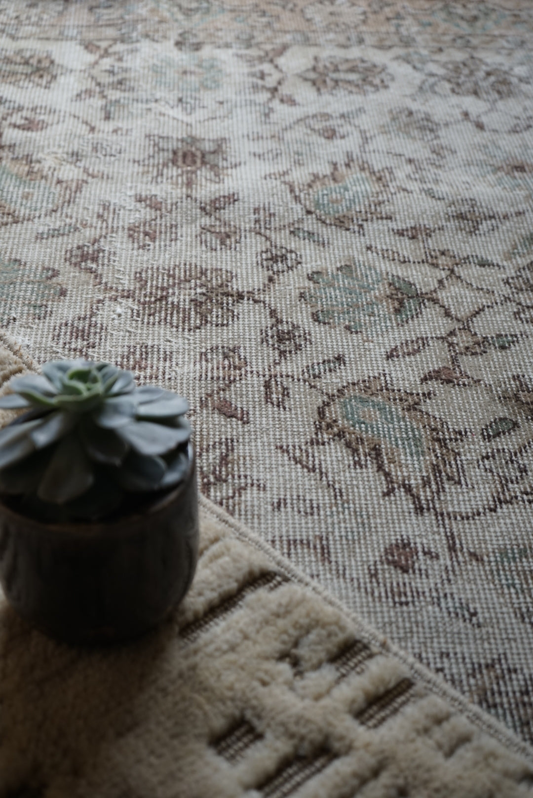 Türkiye Old Isparta Beige , Ice Blue 1970年代 203 × 110 cm No.TR25251