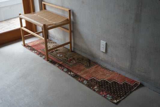 Türkiye Old Isparta Orange, Brown Runner 1970年代 165 × 40 cm No.TR25283