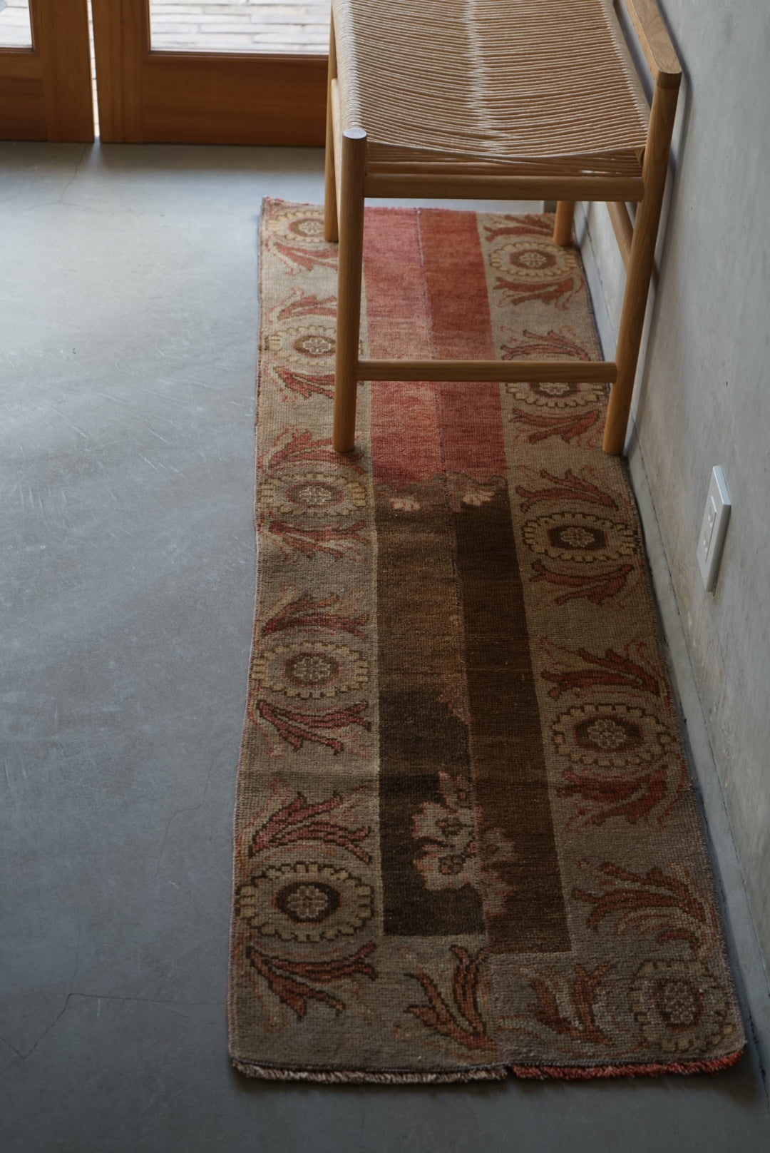 Türkiye Old Oushak Beige , Brown Runner 1970年代 166 × 50 cm No.TR25270