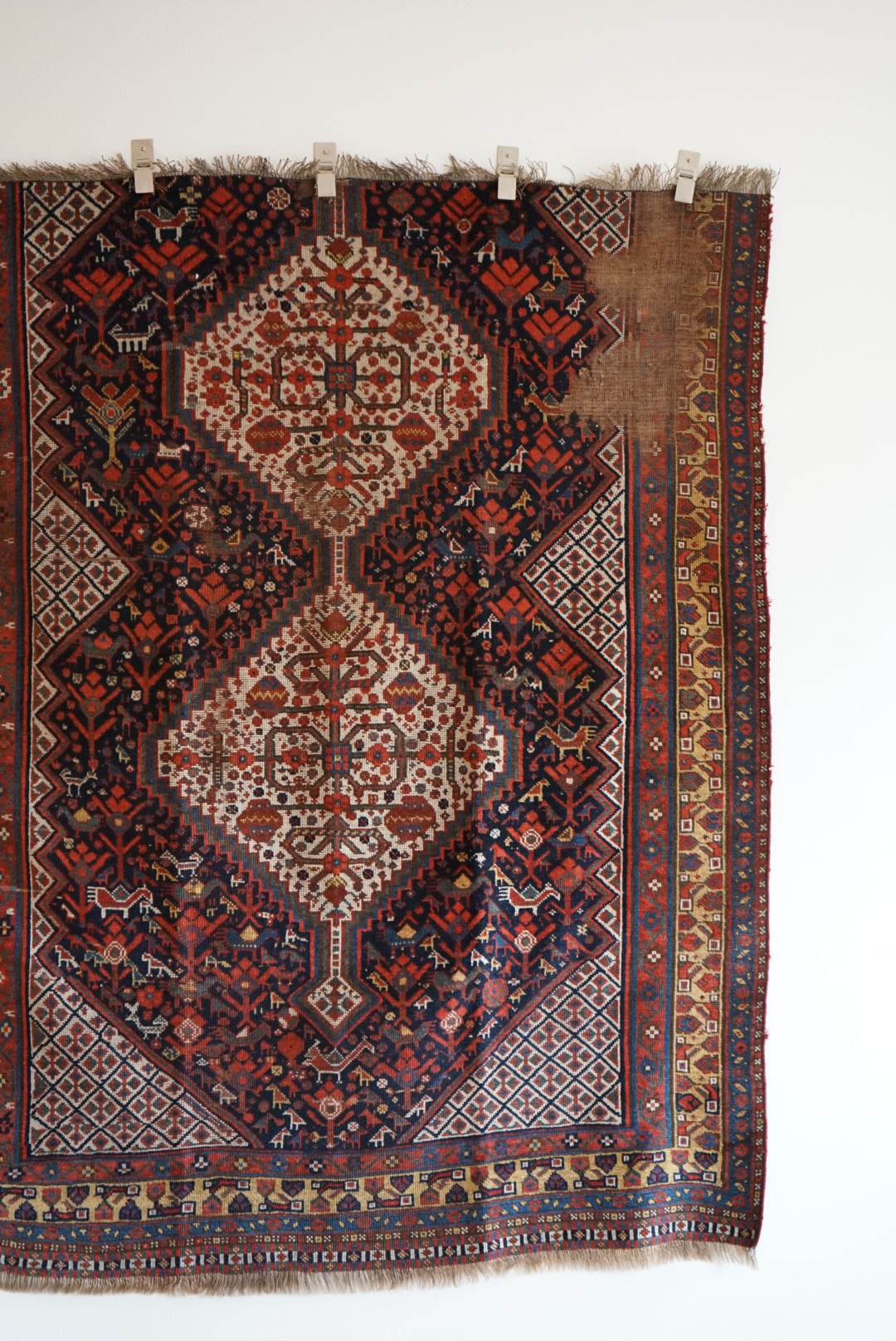 店頭販売 IRAN ANTIQUE SHIRAZ KHAMSEH BAHARLO 1820-1840年代 191 × 155 cm