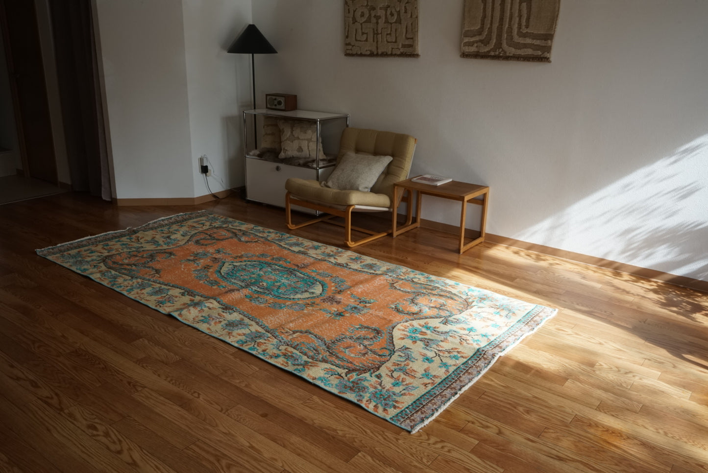 Türkiye Old Isparta Orange , Beige , Blue 1970年代 278 × 130.5 cm No.TR25503 / 国内送料無料