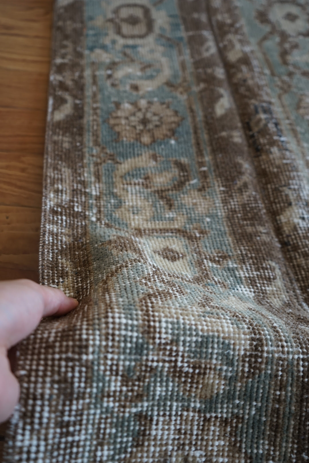 Türkiye Old Oushak Mintgreen , Brown Patchwork 1970年代 121.5 × 50 cm No.TR25409