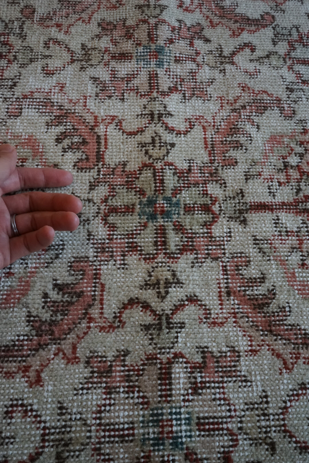 Türkiye Old Isparta Beige , Rose Pink , Botanical 1970年代 194 × 97 cm No.TR25452