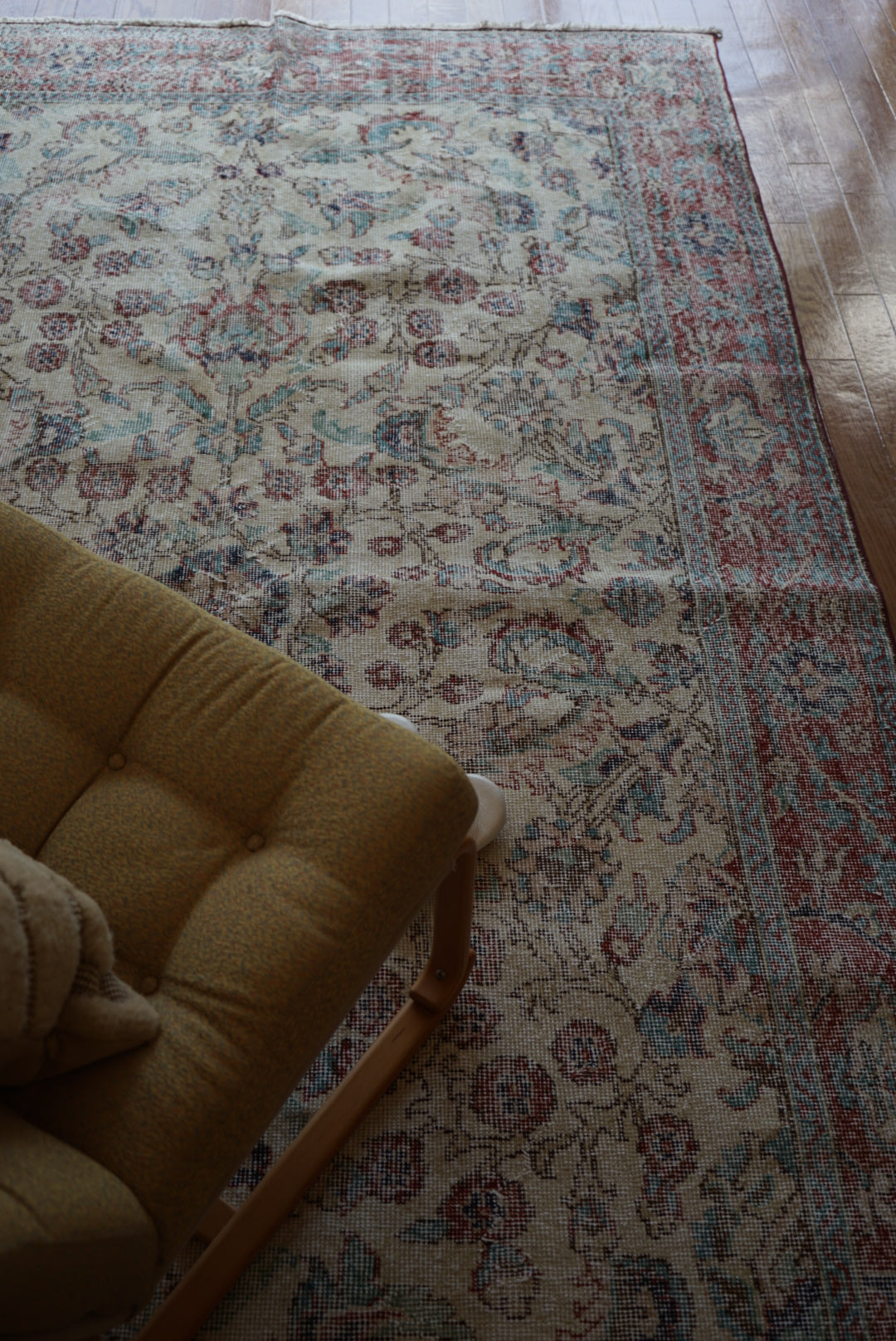 Türkiye Old Isparta Beige Cerulean Blue Floral 1970年代  303 × 160.5 cm No.TR25391