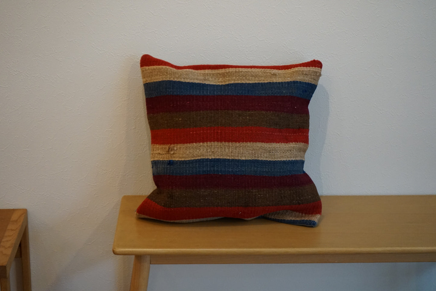 Türkiye Old Kilim Cushion Cover Mix Color Stripe Design 44 × 45 cm No.TR25566 / 送料無料・羊毛手織りキリム