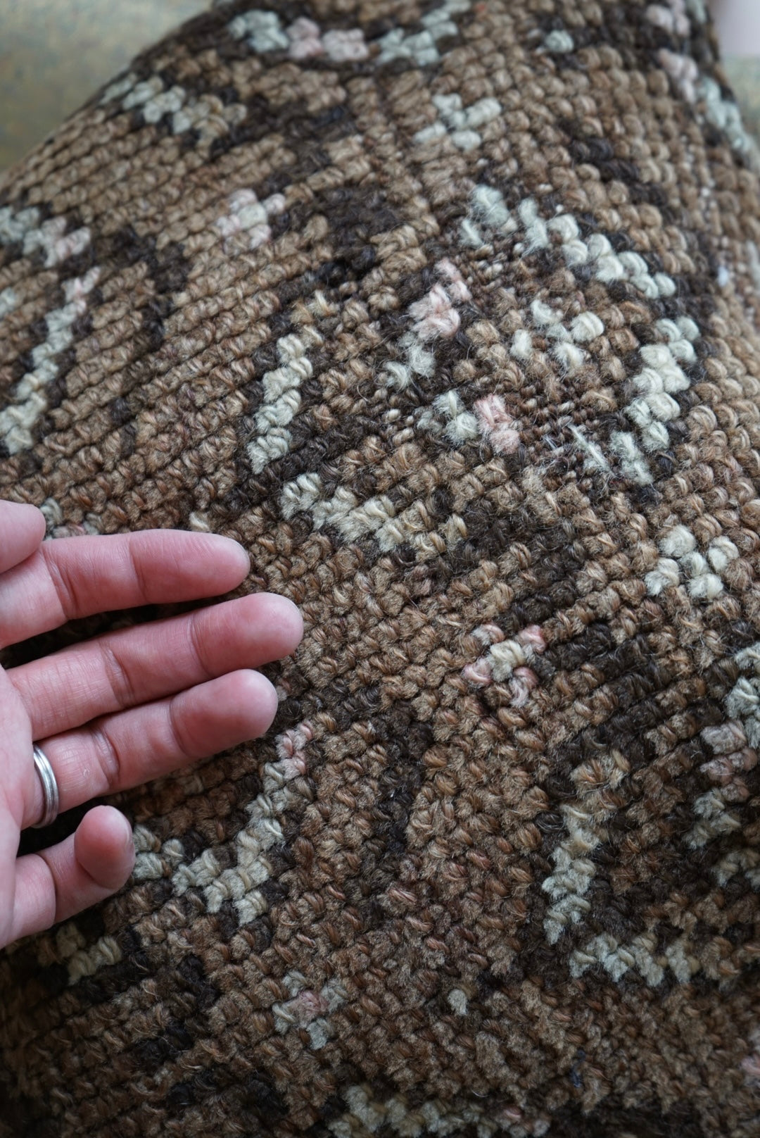 Türkiye Old Cushion Cover Brown Flower 40 × 40 cm No.TR25444