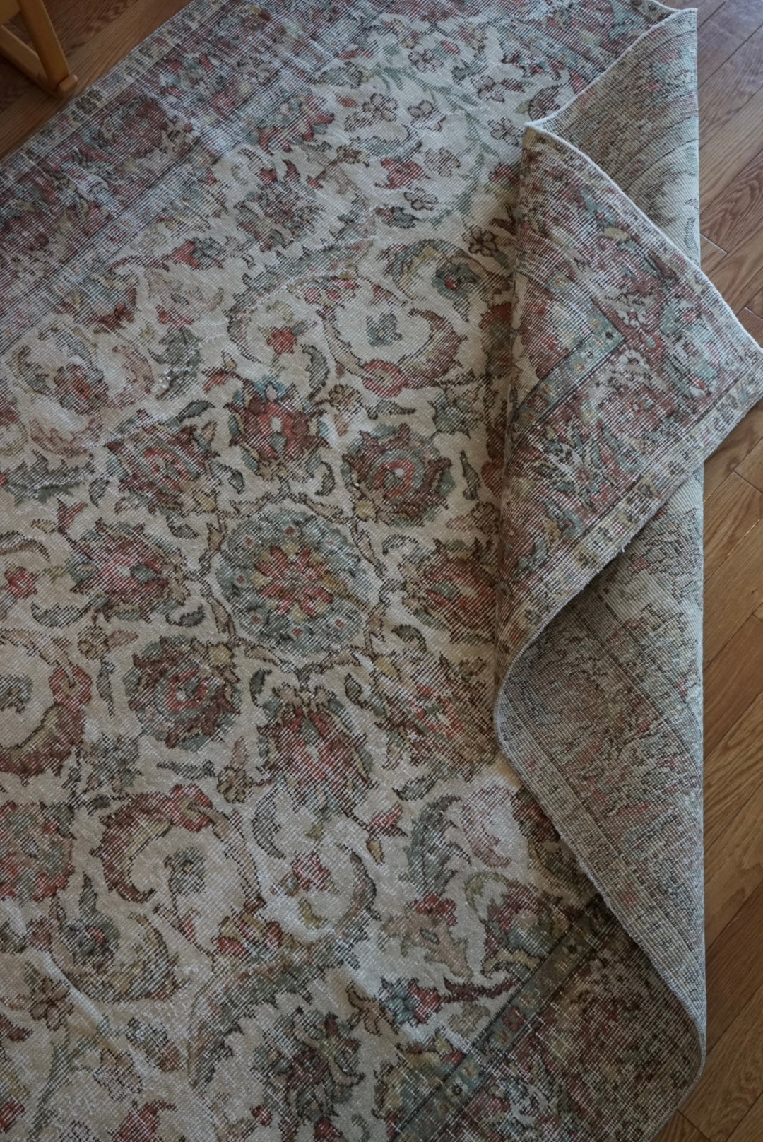Türkiye Old Isparta Medallion Beige , Green , Rose Red 1960年代 231 × 165 cm No.TR25477 / 国内送料無料