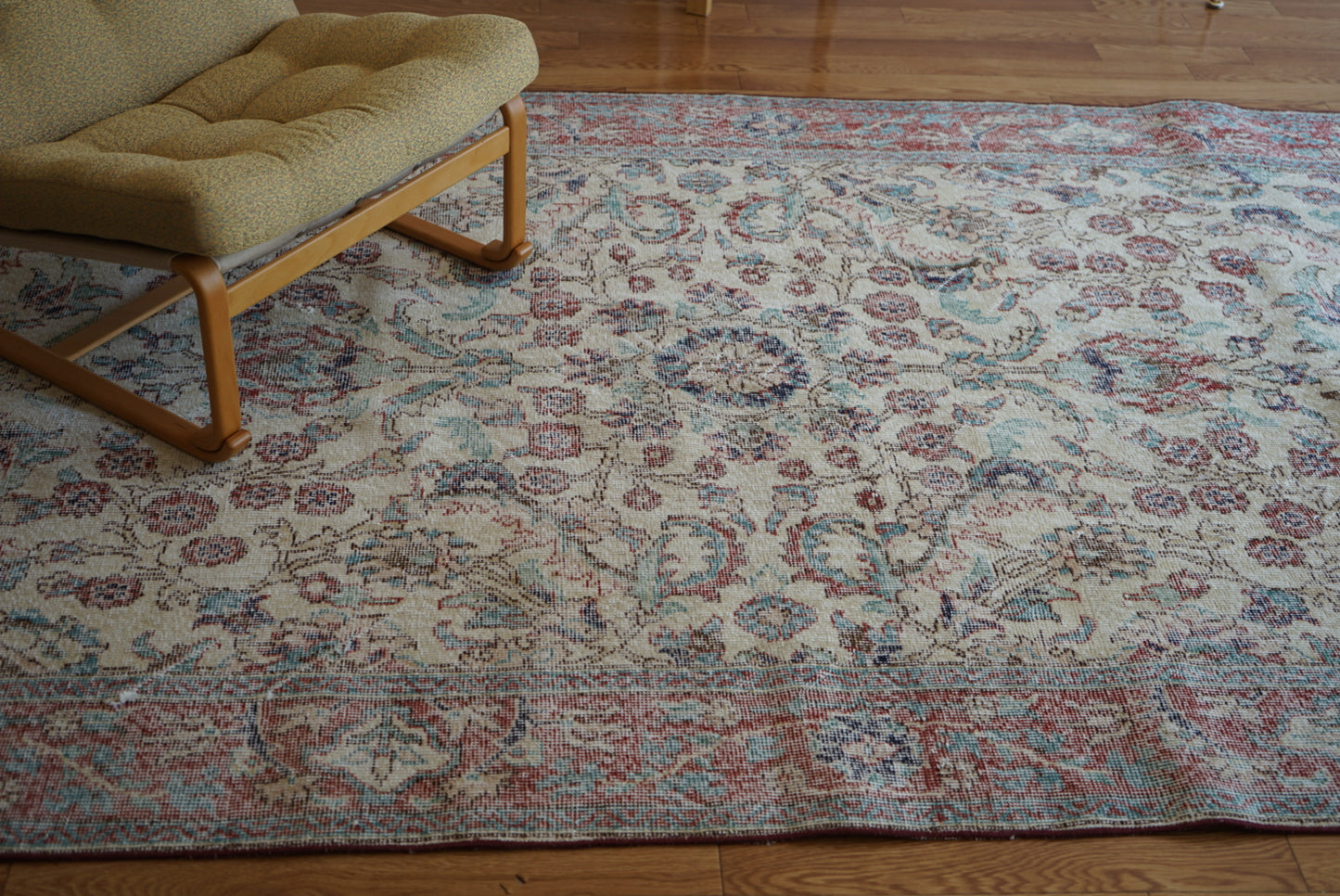 Türkiye Old Isparta Beige Cerulean Blue Floral 1970年代  303 × 160.5 cm No.TR25391