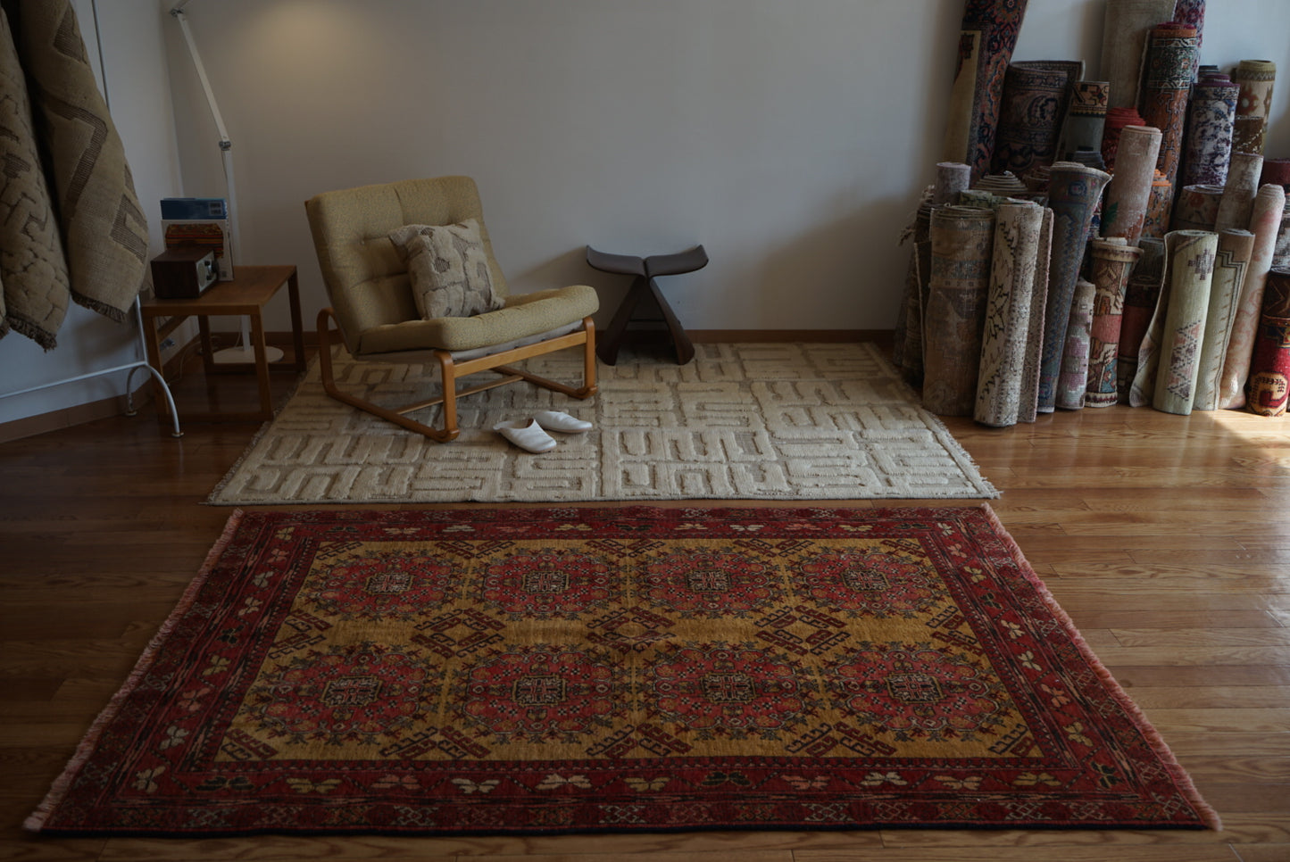 Afghanistan Old Turkmen Yellow Mustard 1950年代 188 × 123 cm No.AF2520