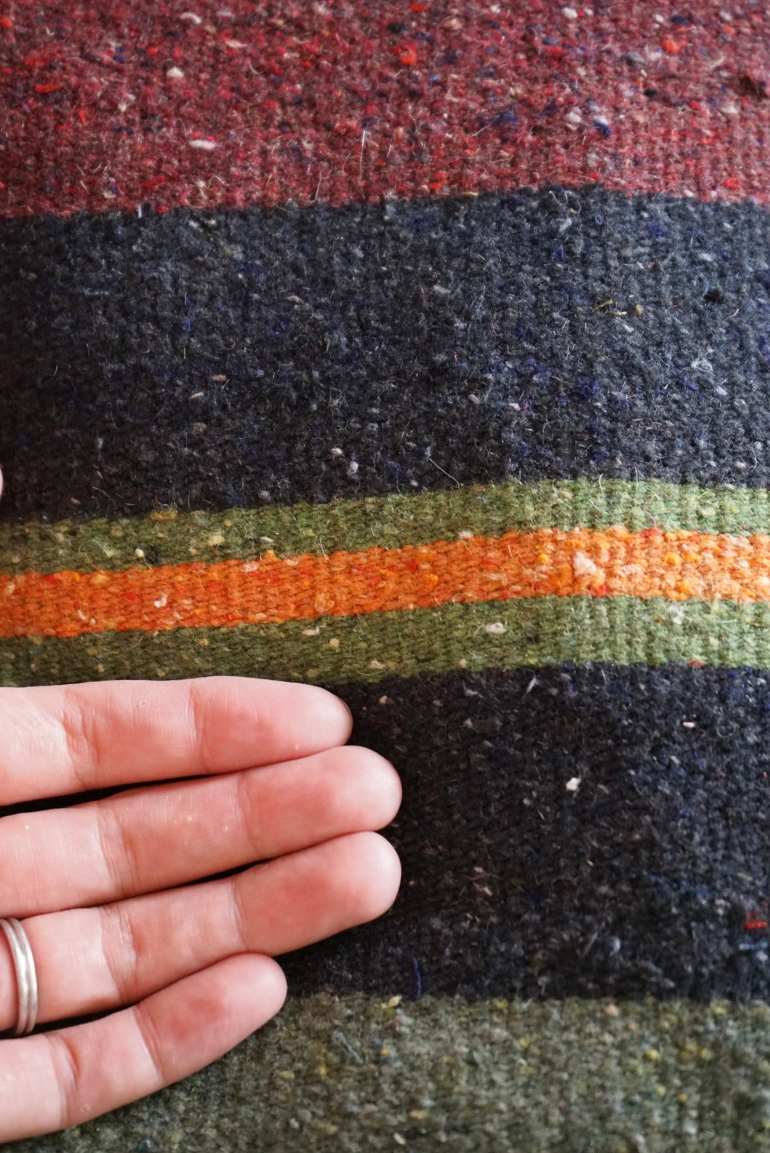 Türkiye Old Kilim Cushion Cover Mix Stripe Dark Color 50 × 50 cm No.TR25523 / 国内送料無料・羊毛手織りキリム