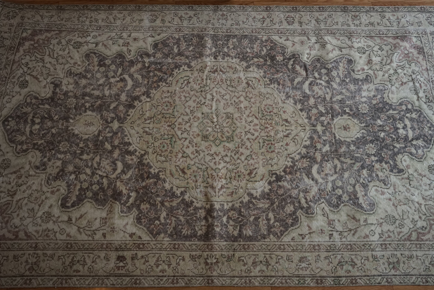 Türkiye Old Isparta Medallion Beige , Glay 1960年代 284 × 162 cm No.TR25493 / 国内送料無料