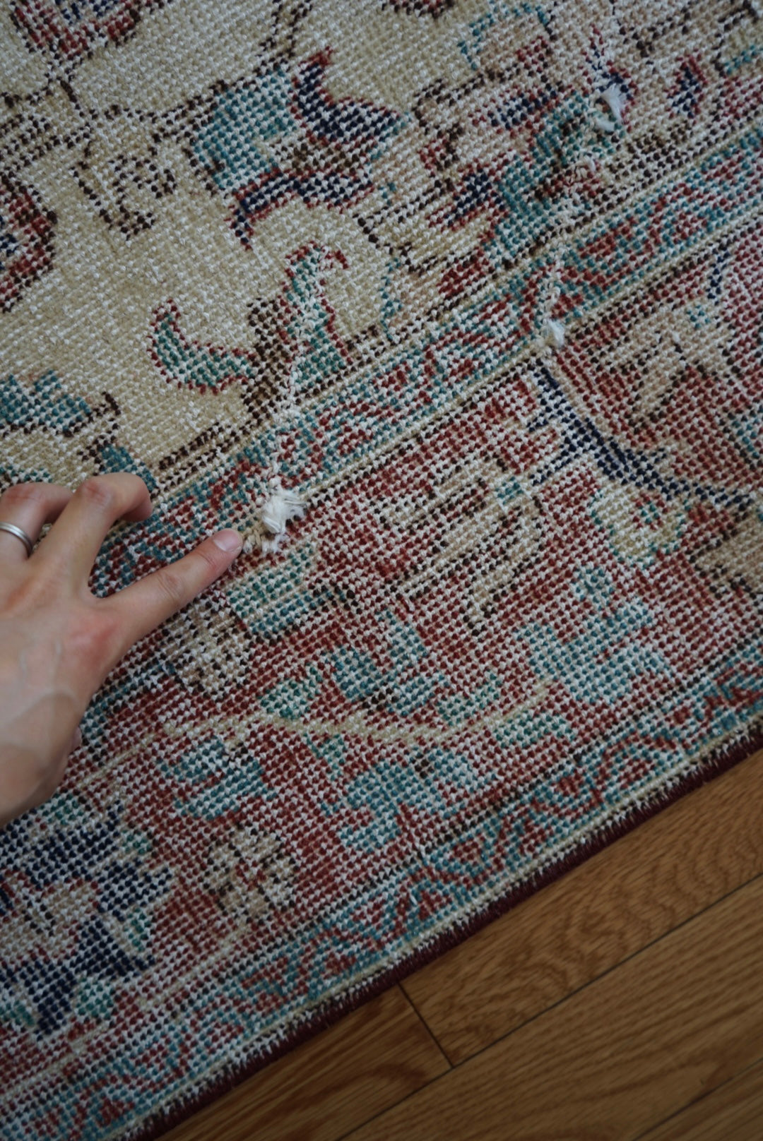 Türkiye Old Isparta Beige Cerulean Blue Floral 1970年代  303 × 160.5 cm No.TR25391