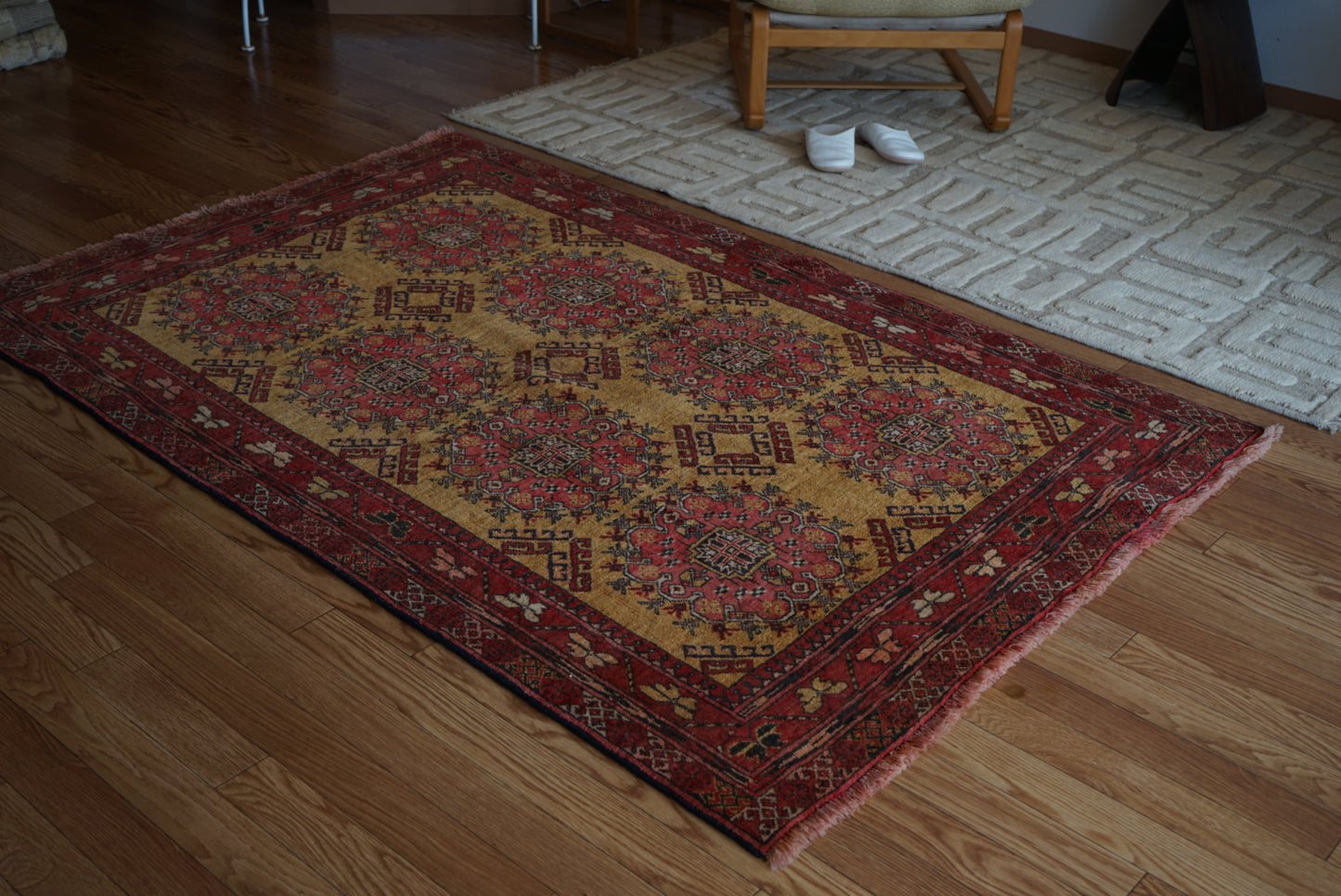 Afghanistan Old Turkmen Yellow Mustard 1950年代 188 × 123 cm No.AF2520