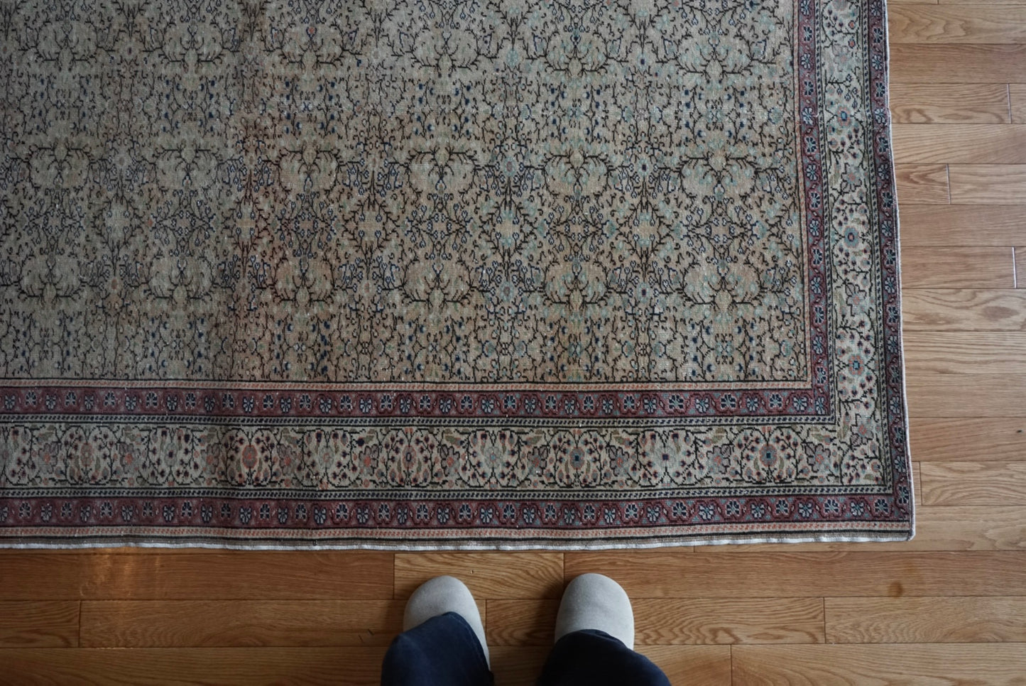 Türkiye Old Kayseri Beige , Rose 1960年代 218 × 150 cm No.TR25494 / 国内送料無料