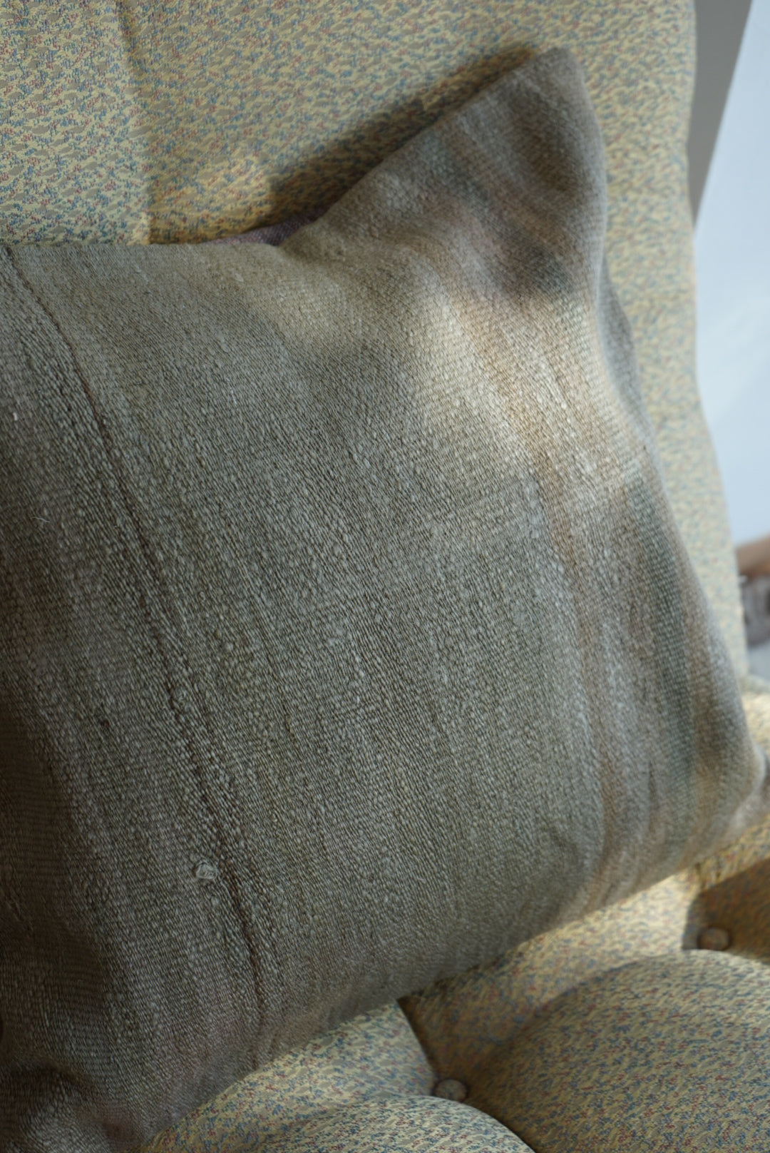 Türkiye Old Kilim Cushion Cover Sage Green Stripe Design 46 × 45 cm No.TR25562 / 送料無料・羊毛手織りキリム