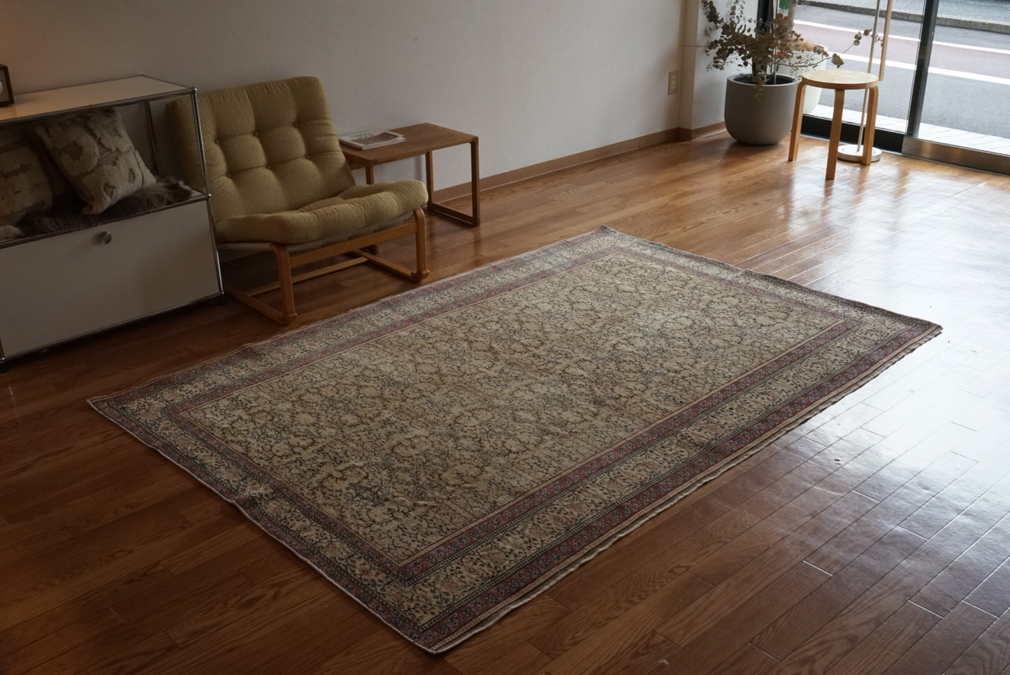 Türkiye Old Kayseri Beige , Rose 1960年代 218 × 150 cm No.TR25494 / 国内送料無料