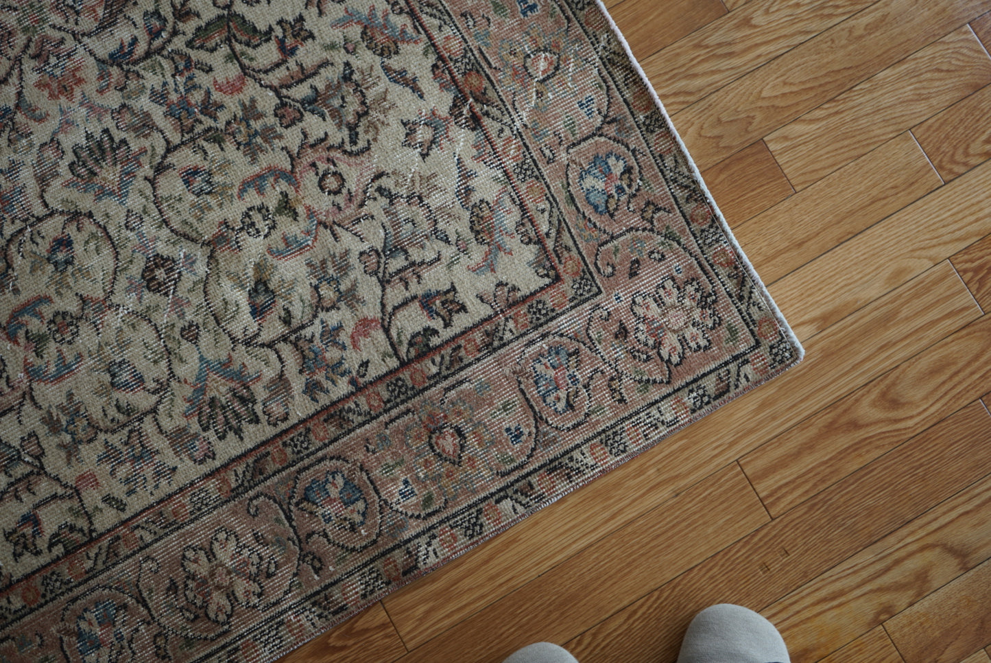 Türkiye Old Isparta Pink Beige Floral 1960年代 273 × 160 cm No.TR25381