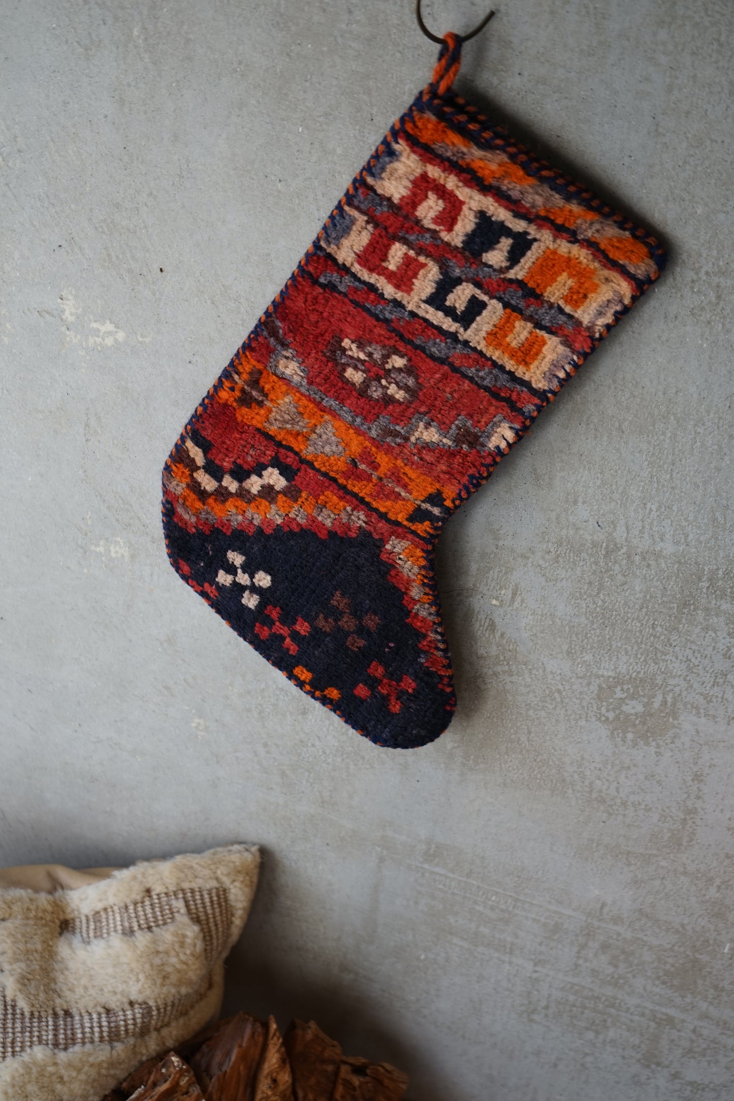 IRAN OLD-ANTIQUE CHRISTMAS SANTA SOCKS 39 × 25 cm NO.24