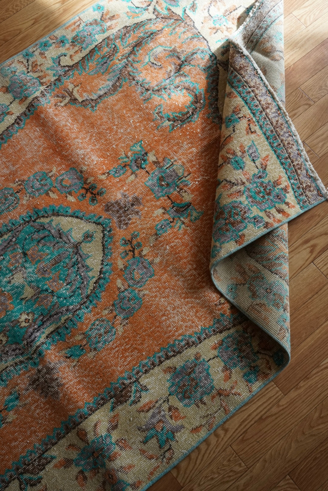 Türkiye Old Isparta Orange , Beige , Blue 1970年代 278 × 130.5 cm No.TR25503 / 国内送料無料