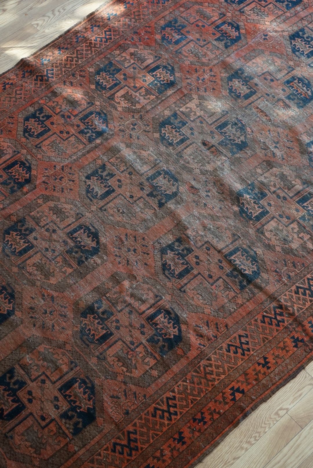 店頭販売 Afghanistan Old Turkmen Slaiman Brick Red 1900年代 301 × 202 cm  No.AF2540 / 国内送料無料・羊毛手織り絨毯
