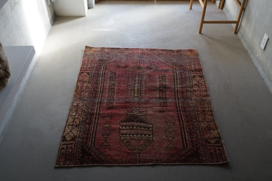 TURKEY OLD SHABBY PURPLE SMALL SIZE 1970年代 126 × 105 cm No.TR25216