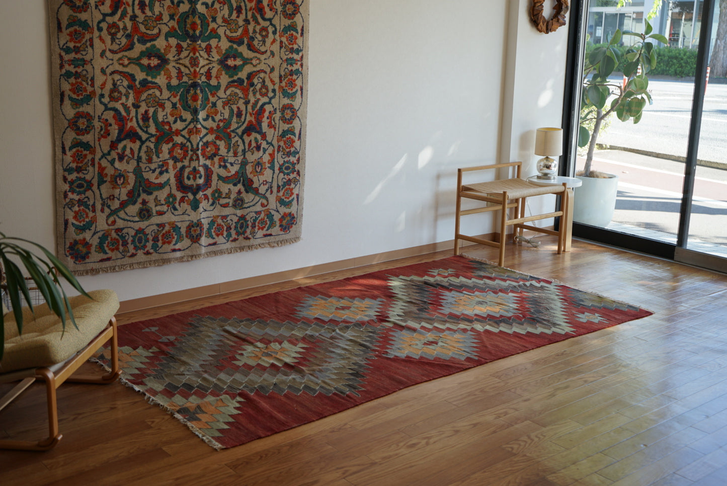 Türkiye Old Kilim Kars Earth Red Tribal Design 1970年代 251 × 137 cm No.TR25547 / 国内送料無料・羊毛手織りキリム