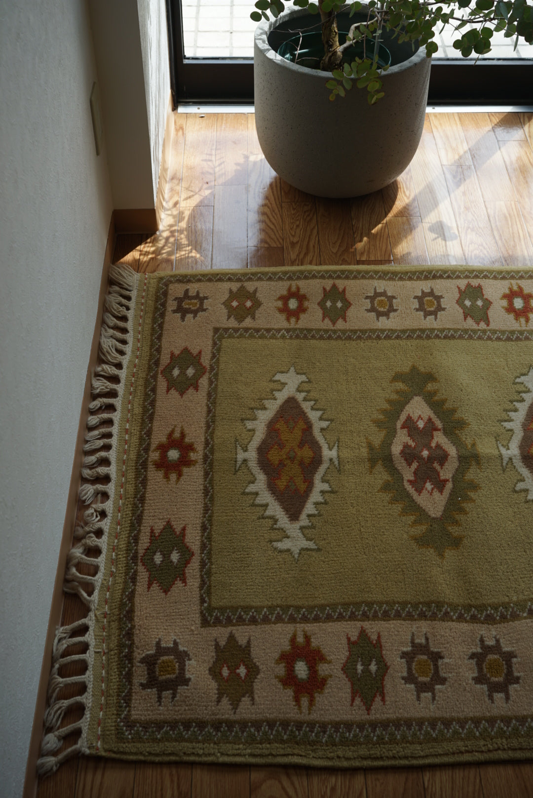 Türkiye Old Milas Square Yellow Beige 1950-1960年代 106 × 106 cm