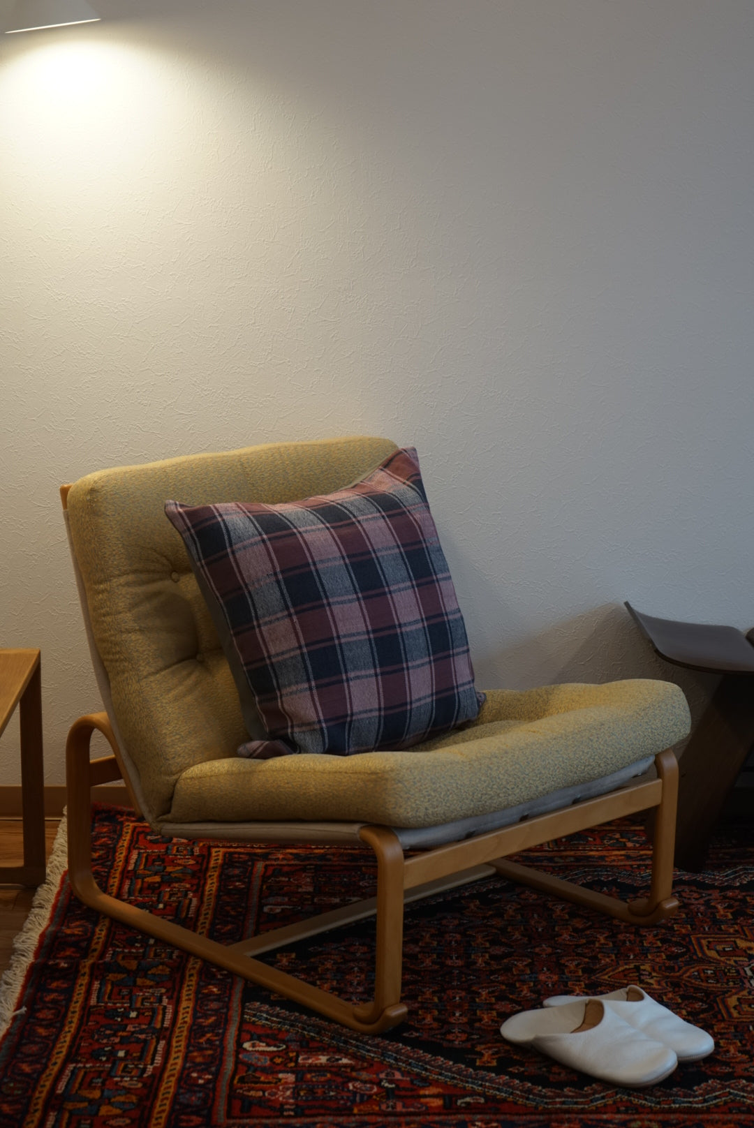Türkiye Old Kilim Cushion Cover Checker Purple , White , Navy 51 × 50 cm No.TR25397