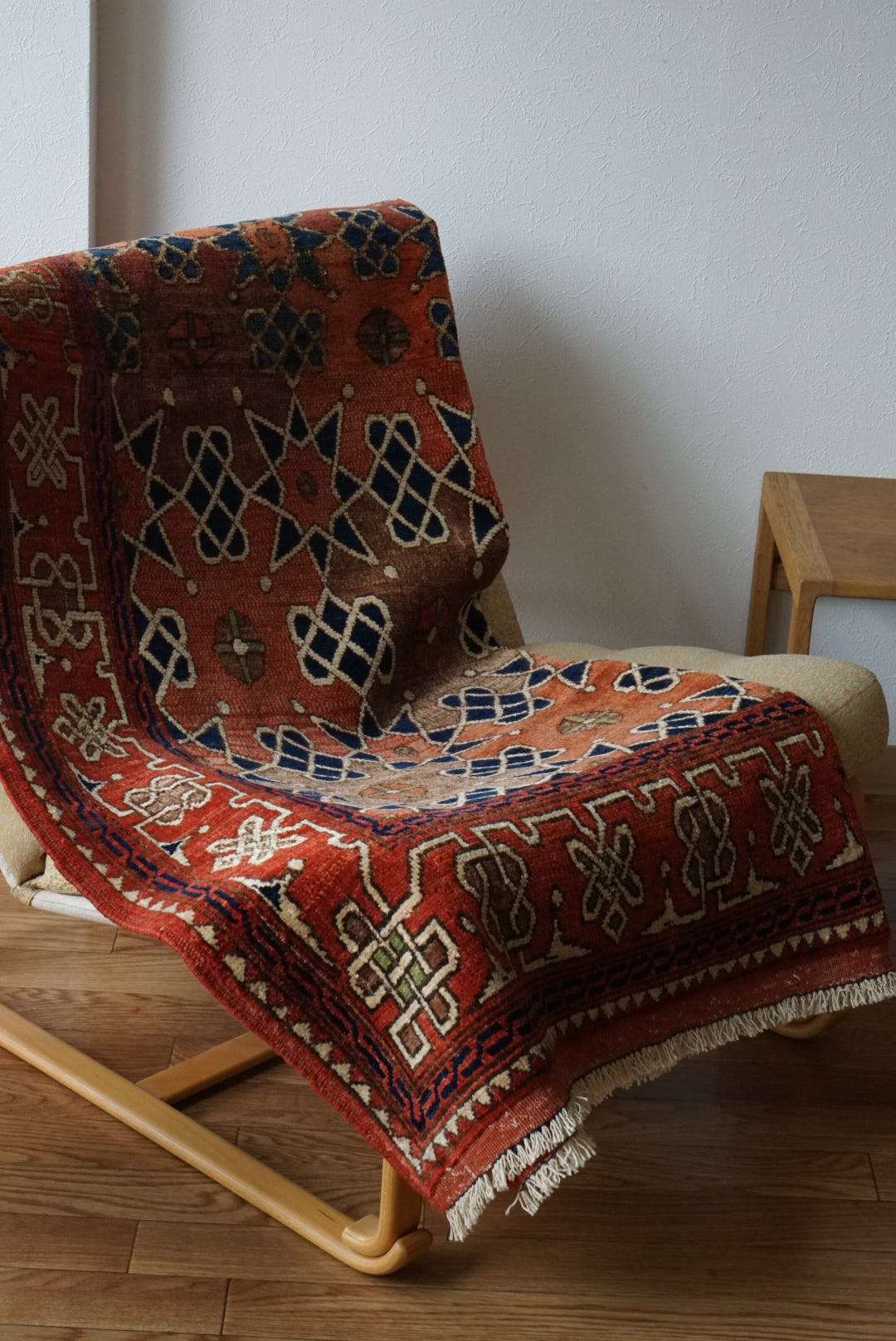 Afghanistan Vintage Turkmen Kazak Orange Star 1980年代 153 × 124 cm  No.AF2531