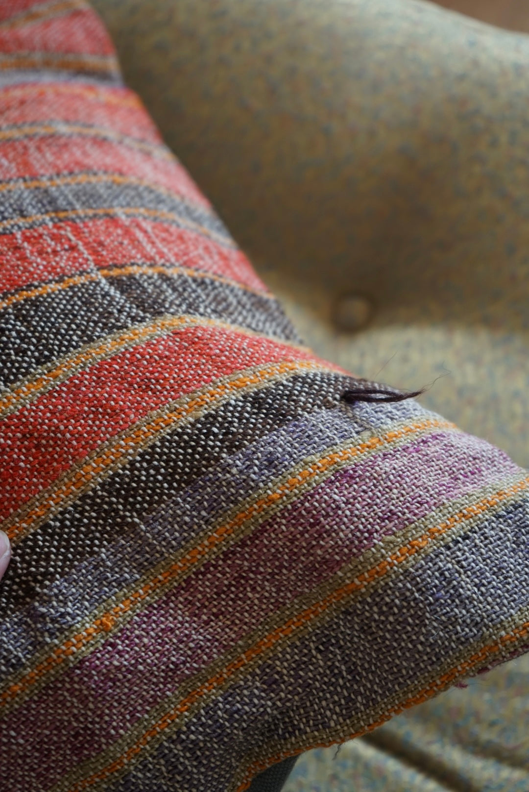 Türkiye Old Kilim Cushion Cover Red Mix Stripe 40 × 40 cm No.TR25365