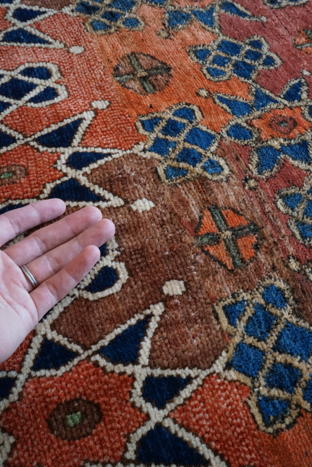 店頭販売 Afghanistan Vintage Baluch Orange Star 1980年代 153 × 124 cm  No.AF2531