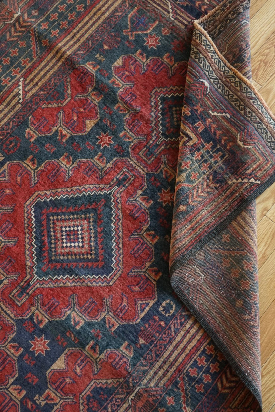 Afghanistan Vintage Baluch Navy Tribal Design 1980年代 208 × 130 cm No.AF2525