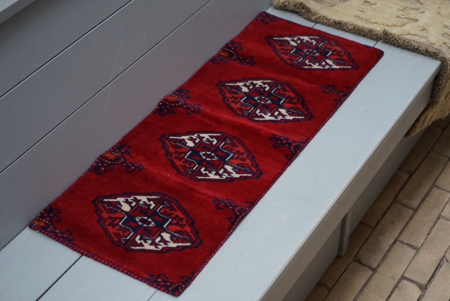 IRAN ANTIQUE TURKMEN RUNNER 1900年代 76.5 × 29 cm No.1