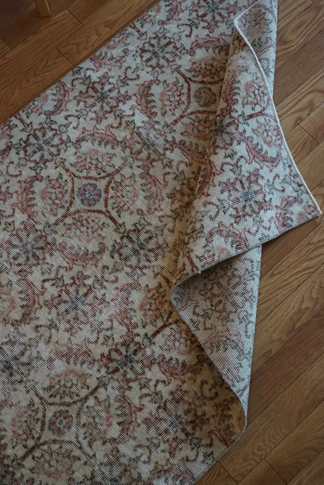 Türkiye Old Isparta Beige , Rose Pink , Botanical 1970年代 194 × 97 cm No.TR25452
