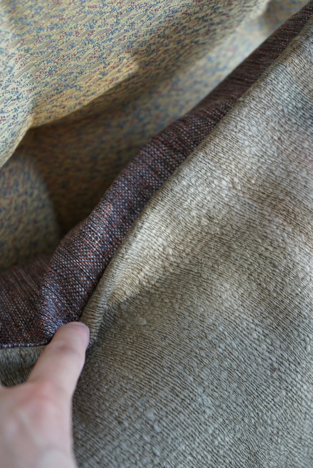 Türkiye Old Kilim Cushion Cover Sage Green Stripe Design 46 × 45 cm No.TR25562 / 送料無料・羊毛手織りキリム