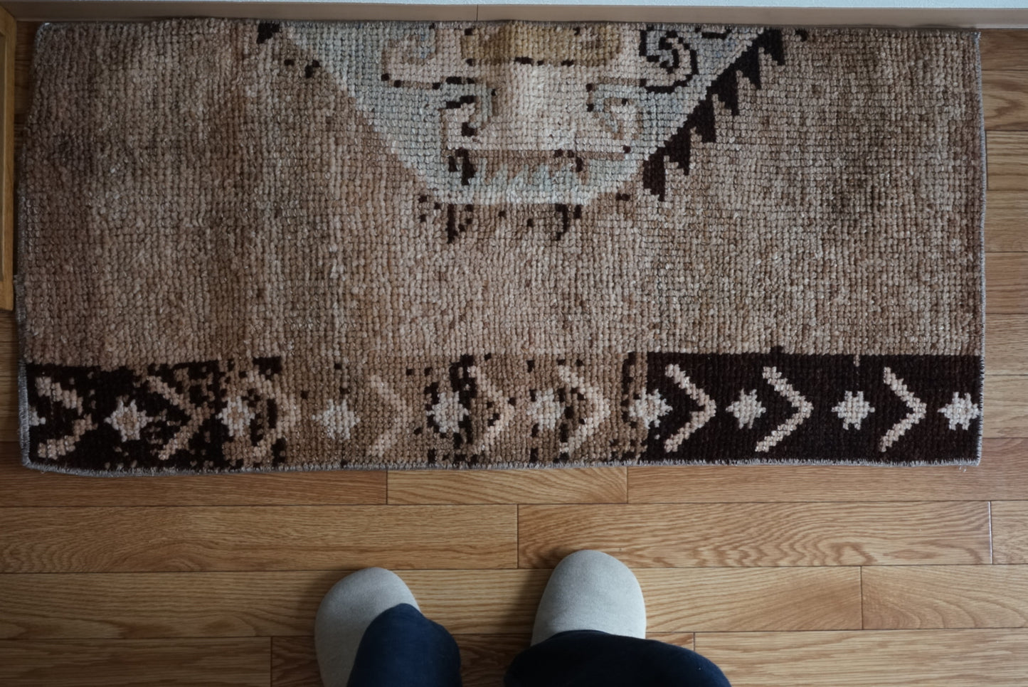 Türkiye Old Oushak Beige , Brown 1970年代 115 × 53 cm No.TR25499 / 国内送料無料