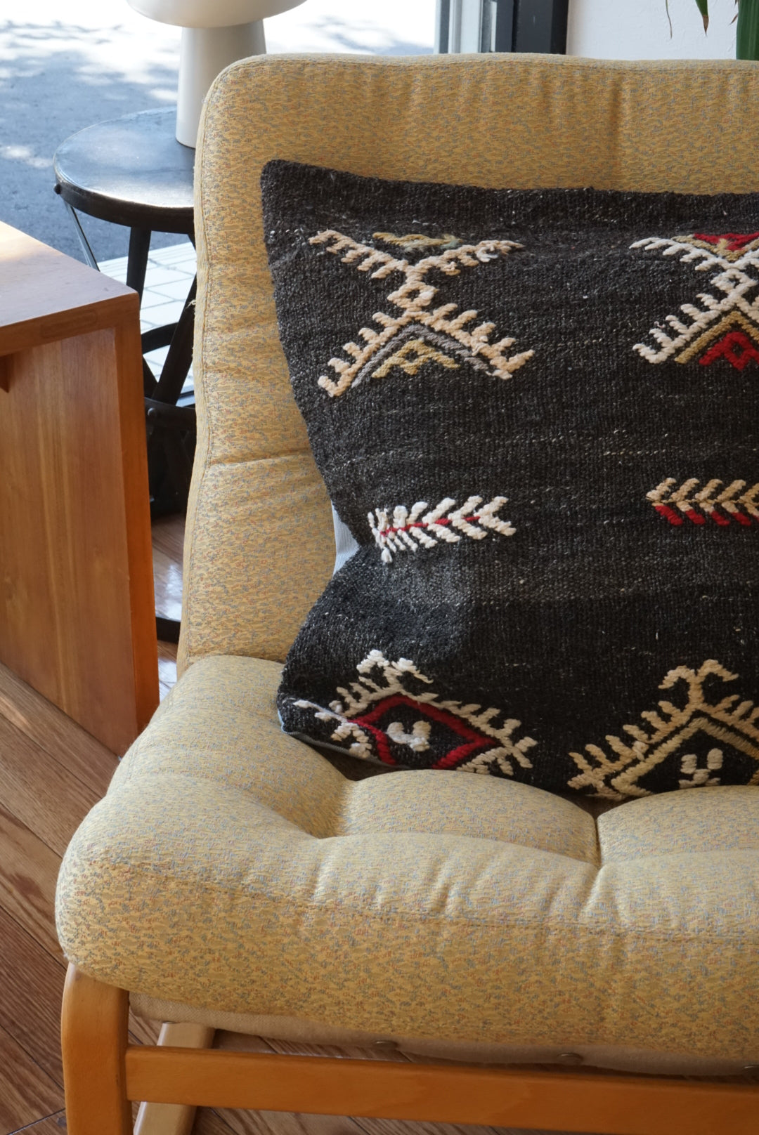 Türkiye Old Kilim Cushion Cover Black , Tribal Design 51 × 50 cm No.TR25463